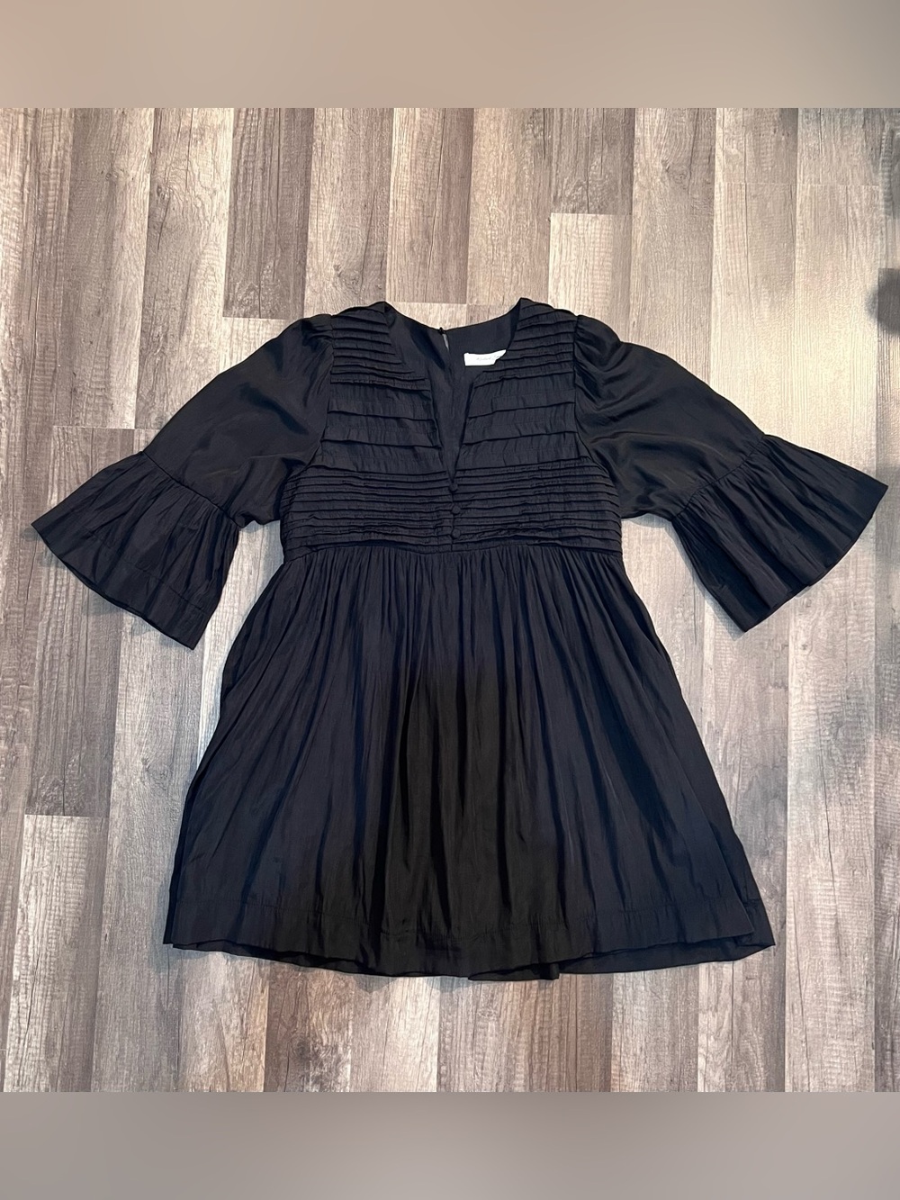 Mustard Seed Black Pintuck Babydoll Mini Dress Romper with Built-in Shorts Sz S